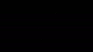 Beyaz çizgi balıkçı kaşığı simgesi siyah arkaplanda izole edilmiş. Balık şeklinde olta yemleri. Balık oltası. 4K Video hareketli grafik canlandırması