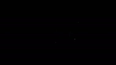 Suyun altında beyaz olta kancası ve siyah arka planda izole edilmiş balık ikonu. Balık oltası. 4K Video hareketli grafik canlandırması