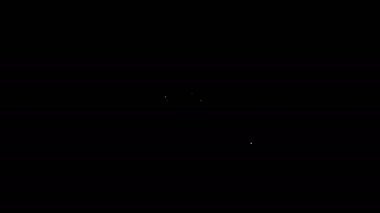 Akıllı ev ve ampul ikonuna sahip beyaz çizgi dizüstü bilgisayar siyah arkaplanda izole edilmiş. 4K Video hareketli grafik canlandırması