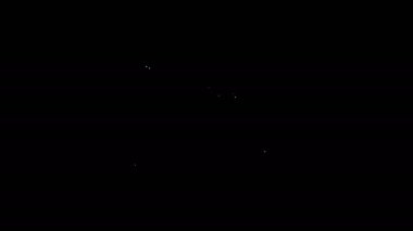 Akıllı ev ve ampul ikonuna sahip beyaz çizgi dizüstü bilgisayar siyah arkaplanda izole edilmiş. 4K Video hareketli grafik canlandırması