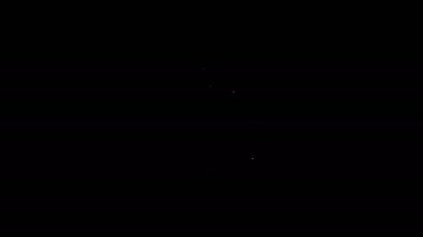 Siyah arkaplanda izole edilmiş kilit ikonu için kablosuz teknolojiye sahip beyaz çizgi dijital kapı kilidi. Kapı kolu tabelası. Güvenlik akıllı ev. 4K Video hareketli grafik canlandırması