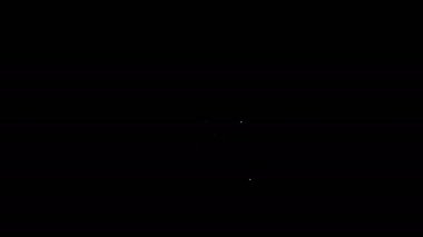 Akıllı ev ve alarm simgesine sahip beyaz çizgi cep telefonu siyah arkaplanda izole edilmiş. Akıllı evin güvenlik sistemi. 4K Video hareketli grafik canlandırması