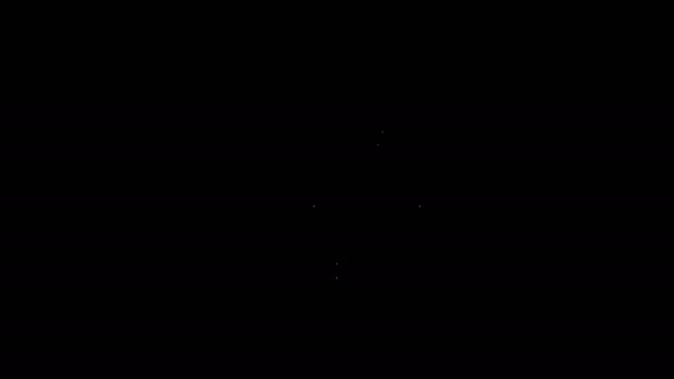 Ligne blanche Cornes d'orignal sur l'icône du bouclier isolé sur fond noir. Trophée de chasse au mur. Animation graphique de mouvement vidéo 4K — Video