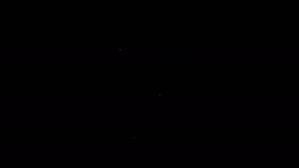 Witte lijn pijl en boog in quiver pictogram geïsoleerd op zwarte achtergrond. 4K Video motion grafische animatie — Stockvideo
