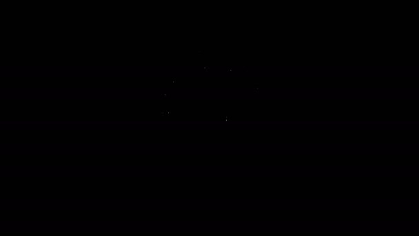 Weiße Linie Fischeimer mit Fischsymbol isoliert auf schwarzem Hintergrund. Fisch im Eimer. 4K Video Motion Grafik Animation — Stockvideo