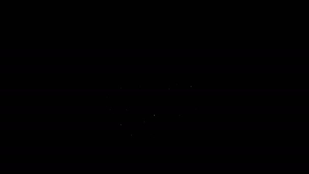 Linea bianca Pesca galleggiante in acqua icona isolata su sfondo nero. Attrezzatura da pesca. Animazione grafica 4K Video motion — Video Stock