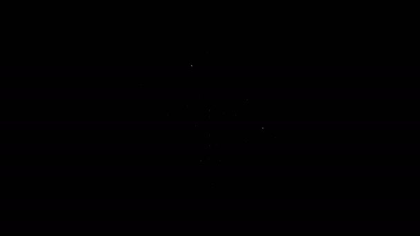 Біла лінія значок риби ізольовано на чорному тлі. 4K Відео рух графічна анімація — стокове відео
