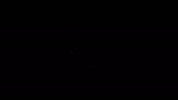 Línea blanca Gancho de pesca bajo el agua con icono de pescado aislado sobre fondo negro. Aparejos de pesca. Animación gráfica de vídeo 4K — Vídeo de stock