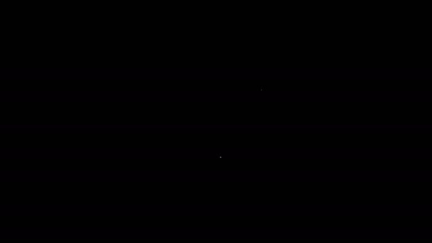 Белая линия Рыбалка крючок и плавающий значок изолированы на черном фоне. Рыболовные снасти. Видеографическая анимация 4K — стоковое видео