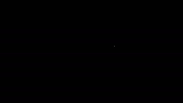 白い線黒の背景に隔離された釣針とワームのアイコン。釣りに取り組む。4Kビデオモーショングラフィックアニメーション — ストック動画