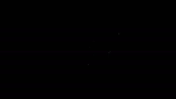 Biała linia Hak wędkarski pod wodą z ikoną ryby izolowane na czarnym tle. Łowienie ryb. 4K Animacja graficzna ruchu wideo — Wideo stockowe