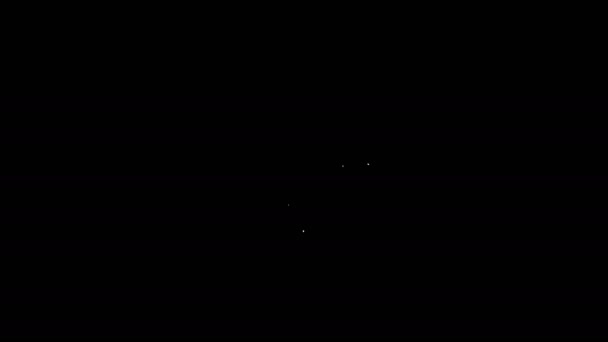 Weiße Linie Fisch Trophäe hängt auf dem Brett Symbol isoliert auf schwarzem Hintergrund. Fischertrophäe an der Wand. 4K Video Motion Grafik Animation — Stockvideo