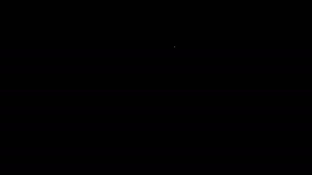 黒の背景に隔離されたホワイトライン釣りフックアイコン。釣りに取り組む。4Kビデオモーショングラフィックアニメーション — ストック動画