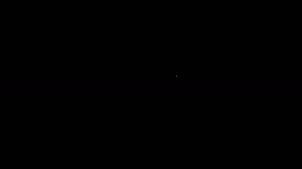 Witte lijn Vishaak pictogram geïsoleerd op zwarte achtergrond. Visserij tackle. 4K Video motion grafische animatie — Stockvideo