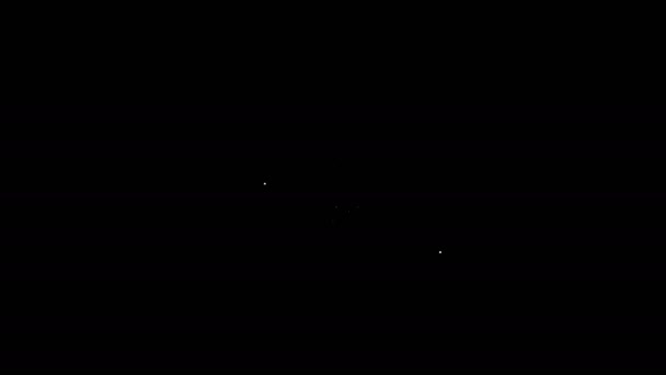 黒の背景に隔離スマートハウスとアラームアイコンとホワイトラインノートパソコン。スマートホームのセキュリティシステム。4Kビデオモーショングラフィックアニメーション — ストック動画