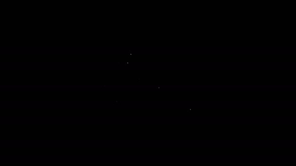Bílá čára Dům pod ochranou ikona izolované na černém pozadí. Ochrana, bezpečnost, ochrana, obrana, obrana. Grafická animace pohybu videa 4K — Stock video