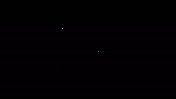 Bílá čára Laptop s domem pod ochranou ikony izolované na černém pozadí. Ochrana, bezpečnost, ochrana, obrana, obrana. Grafická animace pohybu videa 4K — Stock video