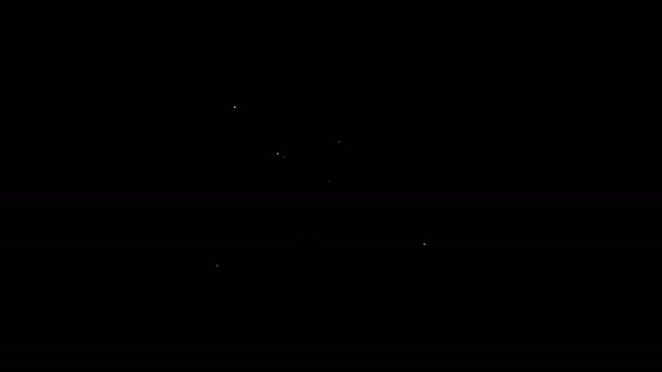 Weiße Linie Laptop mit Haus Temperatur Symbol isoliert auf schwarzem Hintergrund. Thermometer-Symbol. 4K Video Motion Grafik Animation — Stockvideo