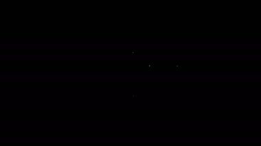 Beyaz çizgi Akıllı Ev ve ampul simgesi siyah arkaplanda izole edildi. 4K Video hareketli grafik canlandırması