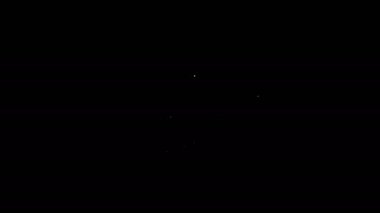 Beyaz çizgi Akıllı ev ve alarm simgesi siyah arkaplanda izole edildi. Akıllı evin güvenlik sistemi. 4K Video hareketli grafik canlandırması