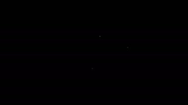 Beyaz çizgi ev sıcaklığı simgesi siyah arkaplanda izole edildi. Termometre simgesi. 4K Video hareketli grafik canlandırması