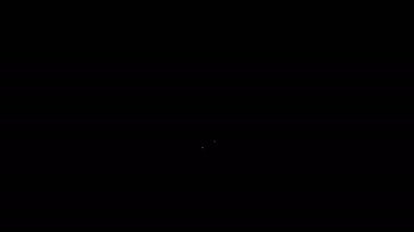 Beyaz çizgi bal peteği simgesi siyah arkaplanda izole edildi. Bal hücrelerinin sembolü. Tatlı doğal yemek. 4K Video hareketli grafik canlandırması