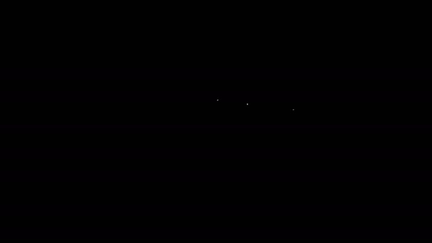 Bílá čára Dům pod ochranou ikona izolované na černém pozadí. Ochrana, bezpečnost, ochrana, obrana, obrana. Grafická animace pohybu videa 4K — Stock video