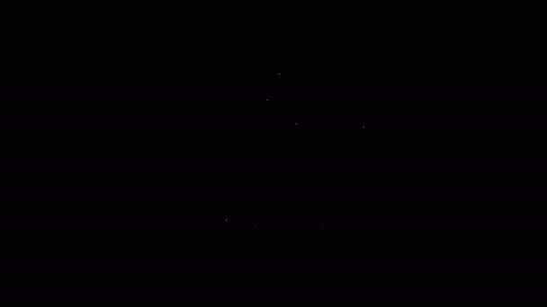 Λευκή γραμμή Honeycomb και τα χέρια εικονίδιο απομονώνονται σε μαύρο φόντο. Σύμβολο κυττάρων μελιού. Γλυκό φυσικό φαγητό. 4K Γραφική κίνηση κίνησης βίντεο — Αρχείο Βίντεο
