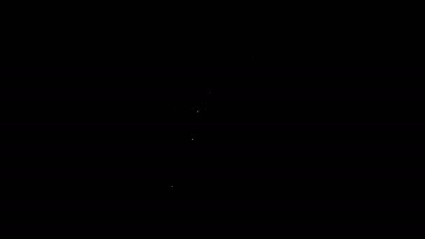 Witte lijn Honey dipper stick en kom pictogram geïsoleerd op zwarte achtergrond. Honinglepel. 4K Video motion grafische animatie — Stockvideo