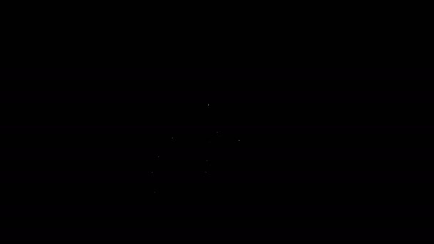 Weiße Linie Biene und Wabensymbol isoliert auf schwarzem Hintergrund. Honigzellen. Honigbiene oder Apis mit Flügeln Symbol. Fliegendes Insekt. Süße natürliche Nahrung. 4K Video Motion Grafik Animation — Stockvideo