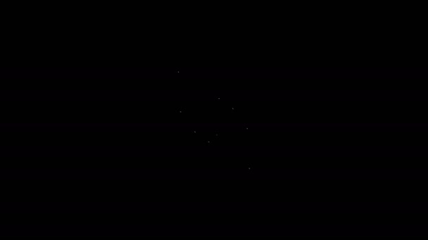 Línea blanca Icono de flor aislado sobre fondo negro. Dulce comida natural. Animación gráfica de vídeo 4K — Vídeo de stock