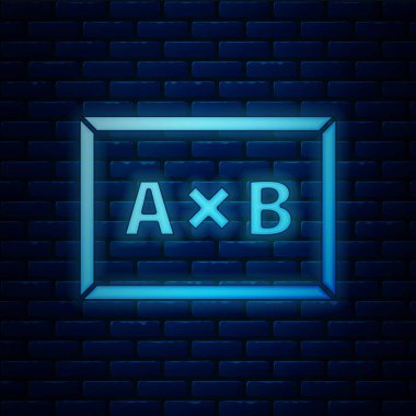 Tuğla duvar arkasında parlayan neon kireç taşı simgesi izole edildi. Okul karatahtası. Vektör İllüstrasyonu