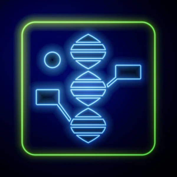 Leuchtende Neon Dna Symbol Symbol Isoliert Auf Blauem Hintergrund Vektorillustration — Stockvektor