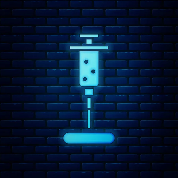 Leuchtende Neon Spritze Symbol Isoliert Auf Backsteinwand Hintergrund Spritze Für — Stockvektor