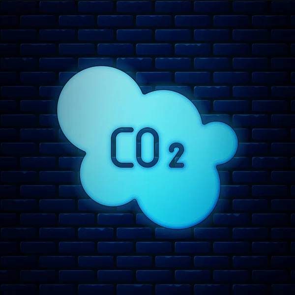 Emissioni Co2 Neon Incandescenti Nell Icona Della Nuvola Isolata Fondo — Vettoriale Stock