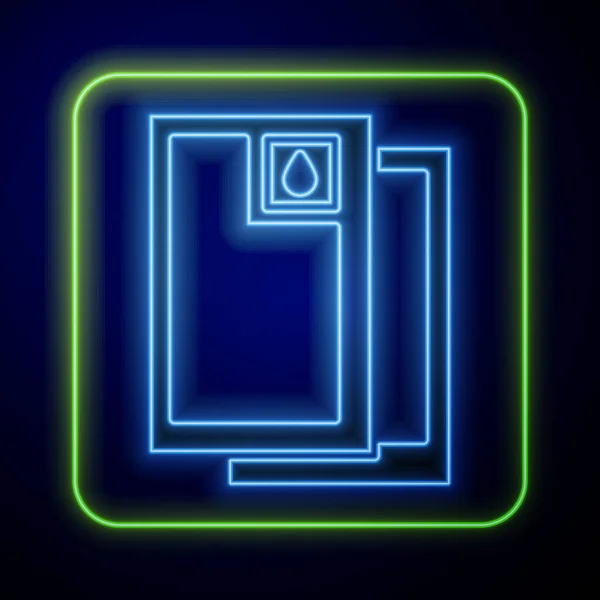 Gloeiende Neon Vat Olie Pictogram Geïsoleerd Blauwe Achtergrond Vector Illustratie — Stockvector