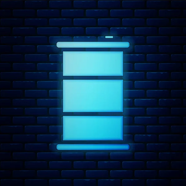 Leuchtende Neon Barrel Ikone Isoliert Auf Backsteinwand Hintergrund Vektorillustration — Stockvektor
