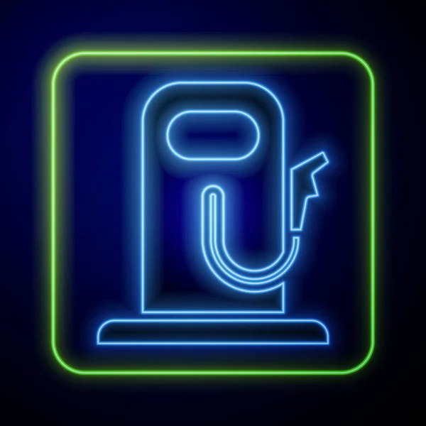 Zářící Neon Ikona Benzínové Nebo Čerpací Stanice Izolované Modrém Pozadí — Stockový vektor
