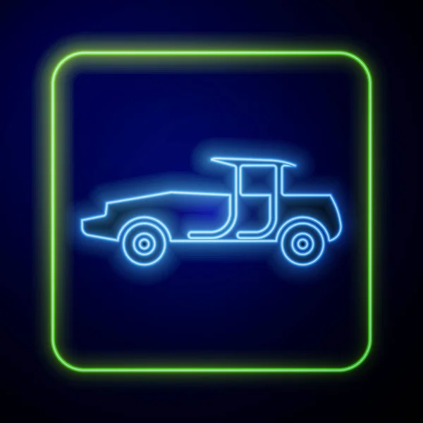 Glowing Neon Car Icon Isolated Blue Background Vector Illustration — Stock Vector