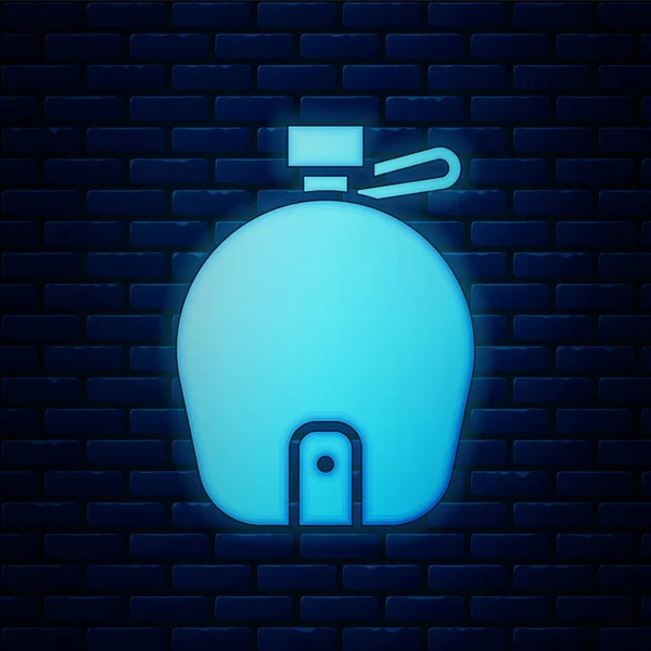 Сяюча Неонова Піктограма Пляшки Водою Ізольована Фоні Цегляної Стіни Іконка — стоковий вектор