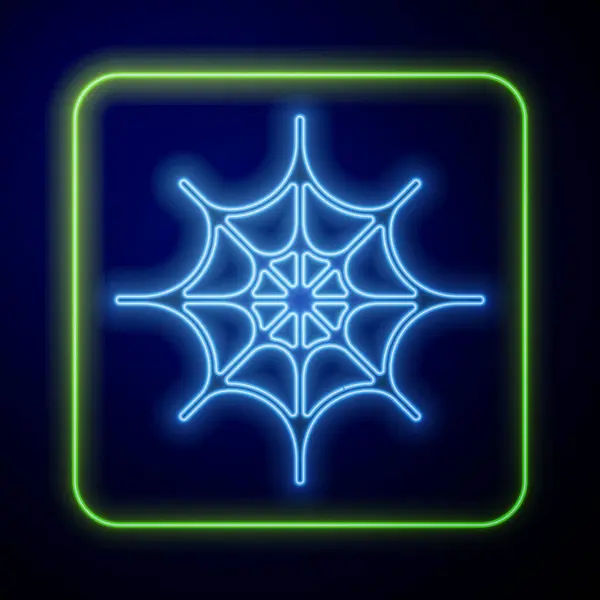 Φωτεινό Εικονίδιο Ιστού Νέον Spider Απομονωμένο Μπλε Φόντο Πινακίδα Καλό — Διανυσματικό Αρχείο