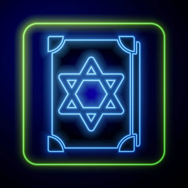 Świecący Neon Starożytna Magiczna Książka Alchemii Receptur Mistycznych Zaklęć Czarów — Wektor stockowy