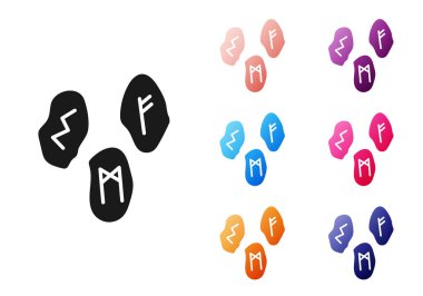 Siyah Büyü simgeleri beyaz arkaplanda izole edilmiş. Simgeleri renklendirin. Vektör İllüstrasyonu