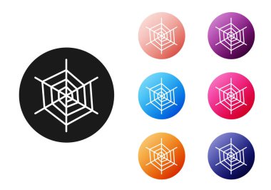 Siyah Örümcek Ağı simgesi beyaz arkaplanda izole edildi. Örümcek ağı işareti. Mutlu Cadılar Bayramı Partisi. Simgeleri renklendirin. Vektör İllüstrasyonu