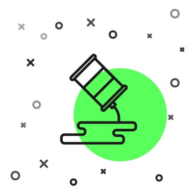 Siyah çizgi fıçı yağı sızıntısı ikonu beyaz arka planda izole edildi. Vektör İllüstrasyonu