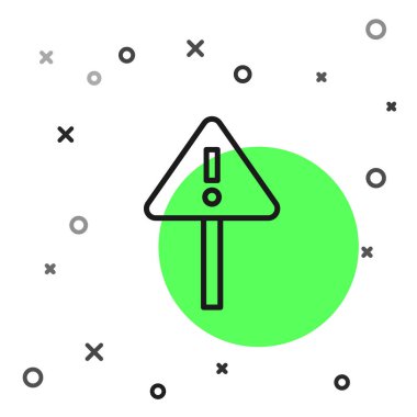 Beyaz arkaplanda siyah çizgi ünlem işareti var. Tehlike uyarısı, dikkat, dikkat, tehlike uyarısı. Vektör İllüstrasyonu