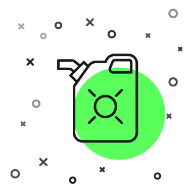 Beyaz arka planda izole edilmiş motor makine yağı ikonu için siyah çizgi kutusu. Benzin bidonu. Yağ değiştirme ve onarım servisi. Motor yağı işareti. Vektör İllüstrasyonu