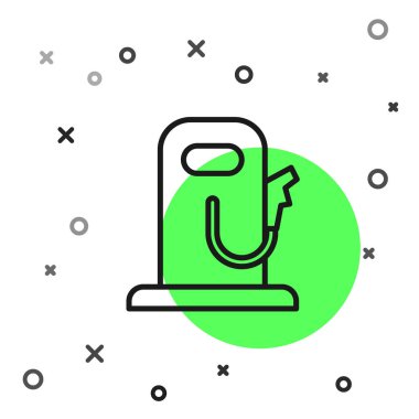 Beyaz arka planda siyah çizgi ya da benzin istasyonu simgesi izole edildi. Araba yakıtı sembolü. Benzin pompası. Vektör İllüstrasyonu