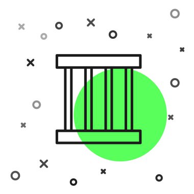 Siyah çizgi hapishane pencere simgesi beyaz arkaplanda izole edildi. Vektör İllüstrasyonu