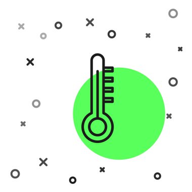 Siyah çizgi Meteoroloji termometresi beyaz arka planda izole edilmiş ikonu ölçüyor. Termometre termometresi sıcak ya da soğuk hava gösteriyor. Vektör İllüstrasyonu